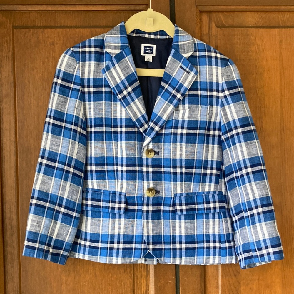 Janie and Jack Boys’ Plaid Linen Blazer